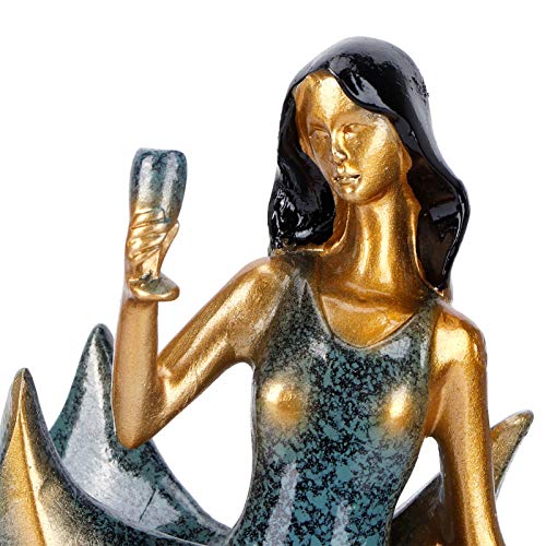 Sorandy Figurines de Fille Porte-vin, Support de Porte-Bouteille de vin, Poli à la Main sculpté Peint adapté aux étagères, bibliothèques, Bureaux, Ordinateurs de Bureau(BS023-1 Blue Girl Wine Rack) Cover