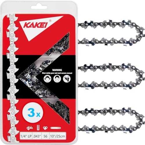 Image of KAKEI 10 Inch Pole Saw Chain fits Stihl 1 /4 inch Pitch .043 inch Gauge 56 Drive Links Chainsaw Chain - 71PMM3 56 Fits Stihl Pole Saws (3 Chains) - Semi Chisel