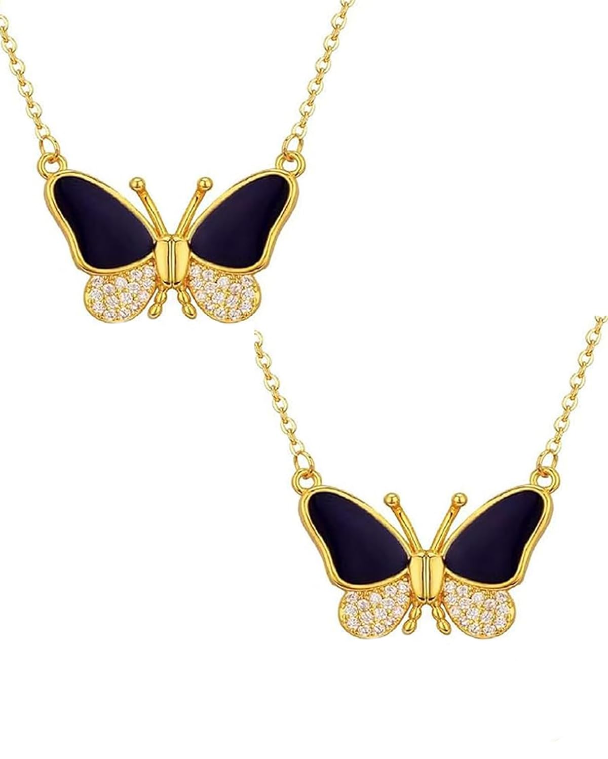 GenericColor-changing butterfly necklace, temperature-sensitive color-changing butterfly pendant necklace jewelry gift, suitable for women's jewelry (2PCS)