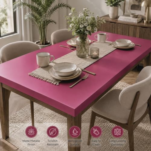 Image of HOME13 Pink Wallpaper Peel and Stick Contact Paper Self Adhesive Removable Wall Paper Waterproof Decorative Vinyl Sticker Kitchen Cabinet Bedroom Bathroom(20x120 Inch)