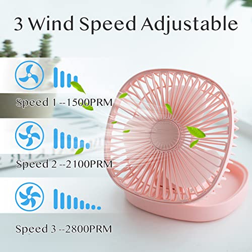 Image of DEPOZA 7 Inch Travel Fan, Portable Folding Desk Fan with 3 Speeds, 185 Rotation, Battery Operated & Rechargeable, Quiet Small Table Fan for Bedroom, Office