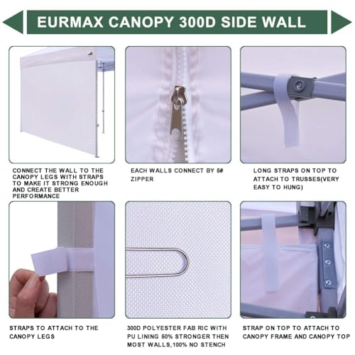 Image of Eurmax USA 5x5 Pop Up Canopy SunWall-UV Protection for Tents,Blocks Sunlight&Wind,Water Resistant Side Wall Only,Easy Hook & Loop Installation,Fit for 5FT Straight Leg Shelters&Gazebo,Black