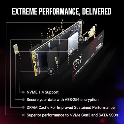 Image of PNY XLR8 Gaming CS3140 2TB PCIe Gen4 SSD - Up to 7500 /6850 MB /s, M.2 2280, 3D NAND - PS5 /PC /Laptop Upgrade for Gamers, Creators, and Heavy-Duty Setups - Internal Solid-State Drive - M280CS3140-2TB-RB