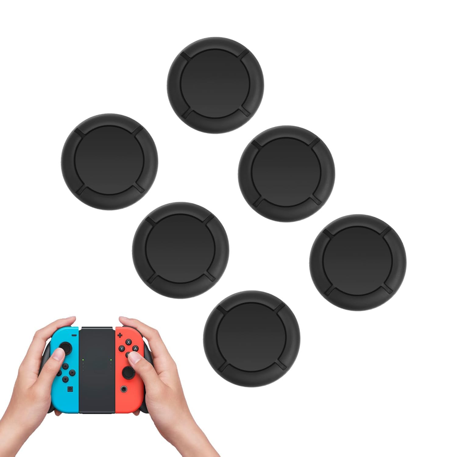 for Switch Joy-Con用 アナログジョイスティック カバー ボタンカバー 6個入り 兼用Switch OLED & Liteコントローラー キャップ 交換用 修理 スティックカバー ゴム 保護カバー (黒)