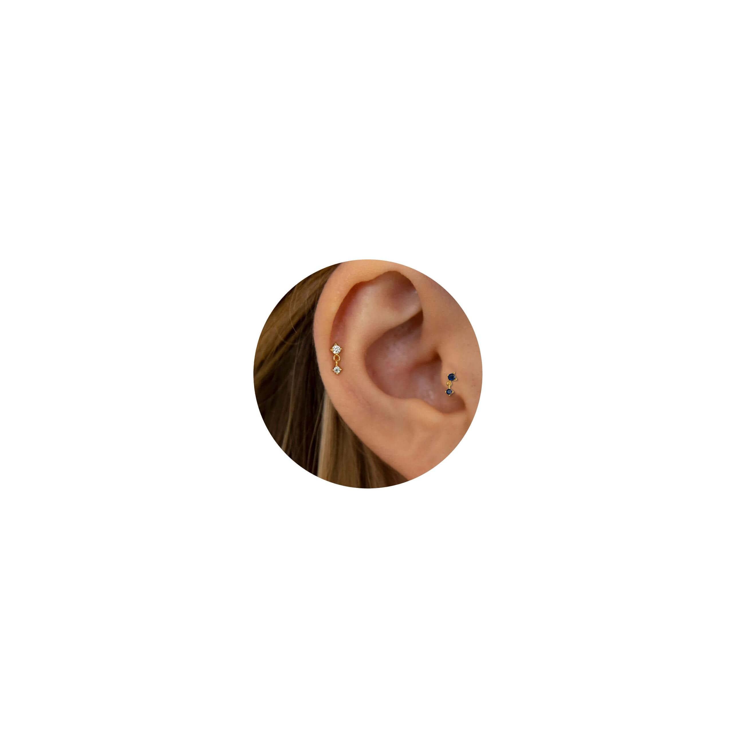 2 Pairs 20G/18G/16G Dainty Stud Earrings, Cubic Zirconia Screw Flat Back Drop Earrings & Tiny Birthstone Dangle Earrings