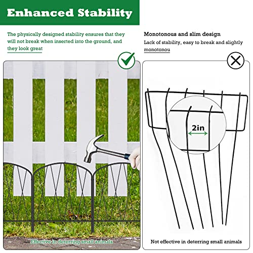 Decorative Garden Fence 24 Pack, 17in(H) x 27ft(L) No Dig Anti-Rust Metal Dog Fences for The Yard, Garden Fence Border for Landscape Yard Patio Outdoor Decoration, Dog Rabbit Stakes Defense,Arched