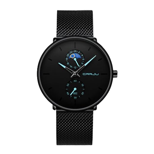 Relógio Masculino "Minimalist Elite" com Pulseira em Aço Inoxidável, Vidro Hardlex, Ponteiros Azuis e Resistência à Água 3BAR – Estilo, Elegância e Versatilidade
