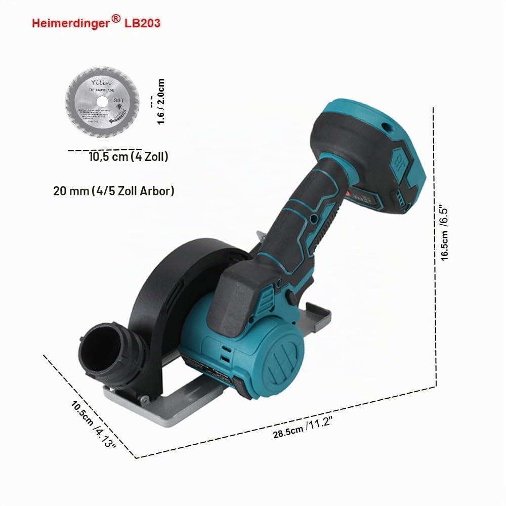 Schnurlose Kreissäge & Mini-Winkelschleifer Kompatibel mit Makita 18V Akku (nicht im Lieferumfang enthalten), 2-in-1 bürstenloser Motor, 3-Gang, 100 mm, umkehrbar für Holz, Metall, Fliesen, Kunststoff