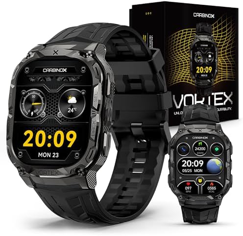 CARBINOX Vortex Smartwatch (Answer/Make Calls), Military-Grade Rugged Fitness Tracker, IP69K Waterproof, Sport Design for Active Lifestyles