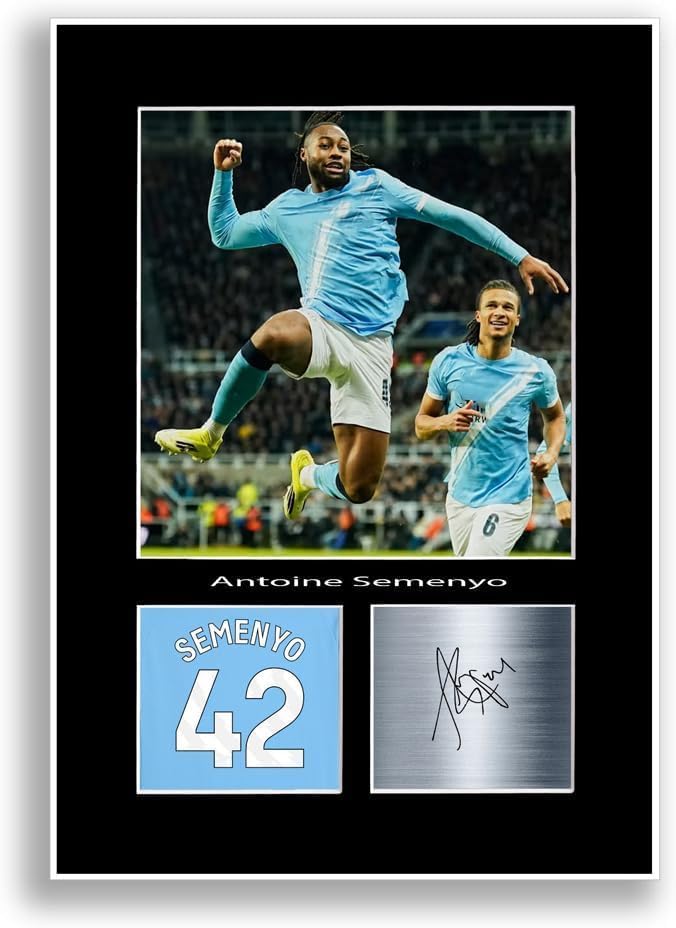 LJW Prints Football Player Antoine Semenyo 2025-2026 Print Signed Autograph Photo Poster for City Fans and Supporters