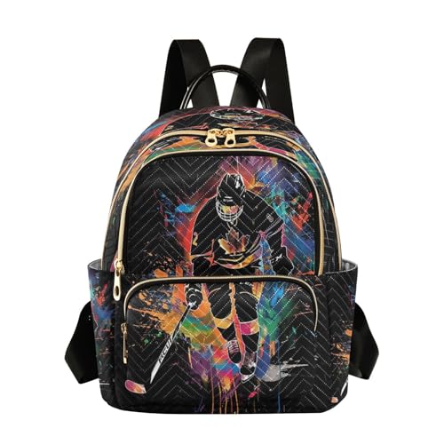 ALAZA Ice Hockey Player Black Women Backpack Purse Ladies Fashion Shoulder Bag Daypack Travel Bag 10L