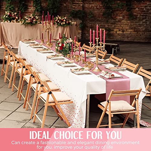 Breling 24 Packs Wedding Satin Table Runner Disposable Plastic Tablecloths 54 X 108 Inch Table Cloths For Parties Tablecloth 12 X 108 Inch Table Runners For Wedding Birthday Celebration (Rose Gold) #TOP6