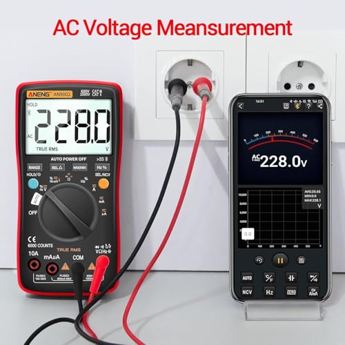 Image of AN8008 True-RMS 9 Counts Digital Multimeter AC DC Voltage Ammeter Current Ohm Meter Ohm Volt Amp and Diode Tester