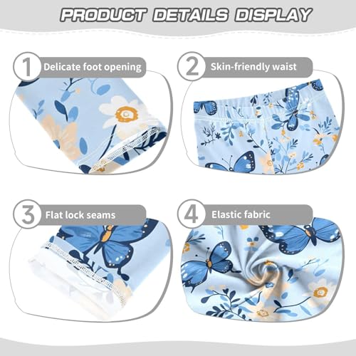 Butterflys Flowers Blue Girls Leggings Soft Stretch Workout Yoga Dance Pants for Kids Casual Tights3