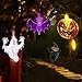 AOSTAR Set of 3 Halloween Lights (20 LEDs Orange Pumpkins, Purple Bats, White Ghosts), Battery Operated String Lights for Halloween Decorations Outdoor & Indoor