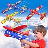 SUPER JOY 3 Pack Airplane Launcher Toys - Foam Airplane Toy Led Glider Catapult Plane 2 Flight Modes