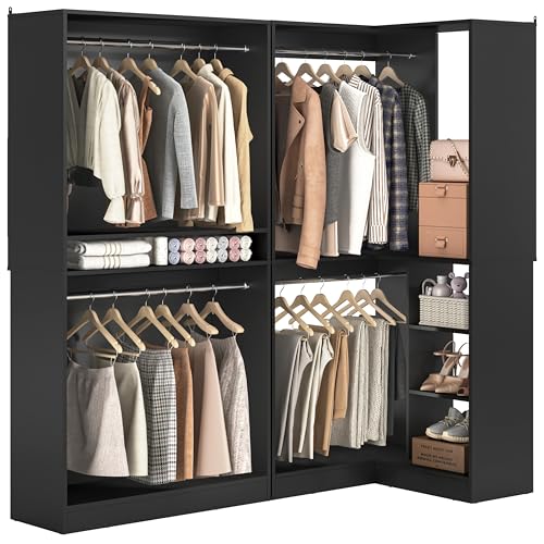 Unikito Corner Closet System, 72" L-Shaped Closet Organizer with 4