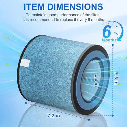 Image of 2 Pack HP152 HP153 Replacement Filter Compatible with Shark HP152 HP153 HP155 HP100 HP102 HP132 and HC450 HC451 HC452 HC455 Air Purifier, Part No. HE1FKPET, HE1FKBAS