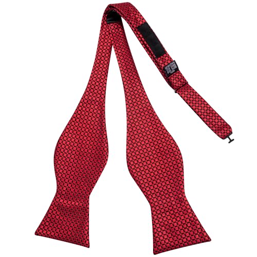 Image of Dubulle Self Tie Bow Ties and Lapel Pin for Men Paisley Solid Mens Bowtie and Handkerchief Cufflinks Set Wedding