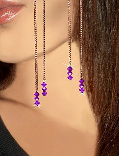 Chaines cheveux strass cristal violet améthyste pur éclat luxe