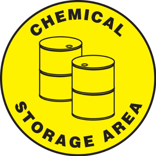 Plaque de sol de sécurité vinyle adhésif jaune pour zone de stockage chimique