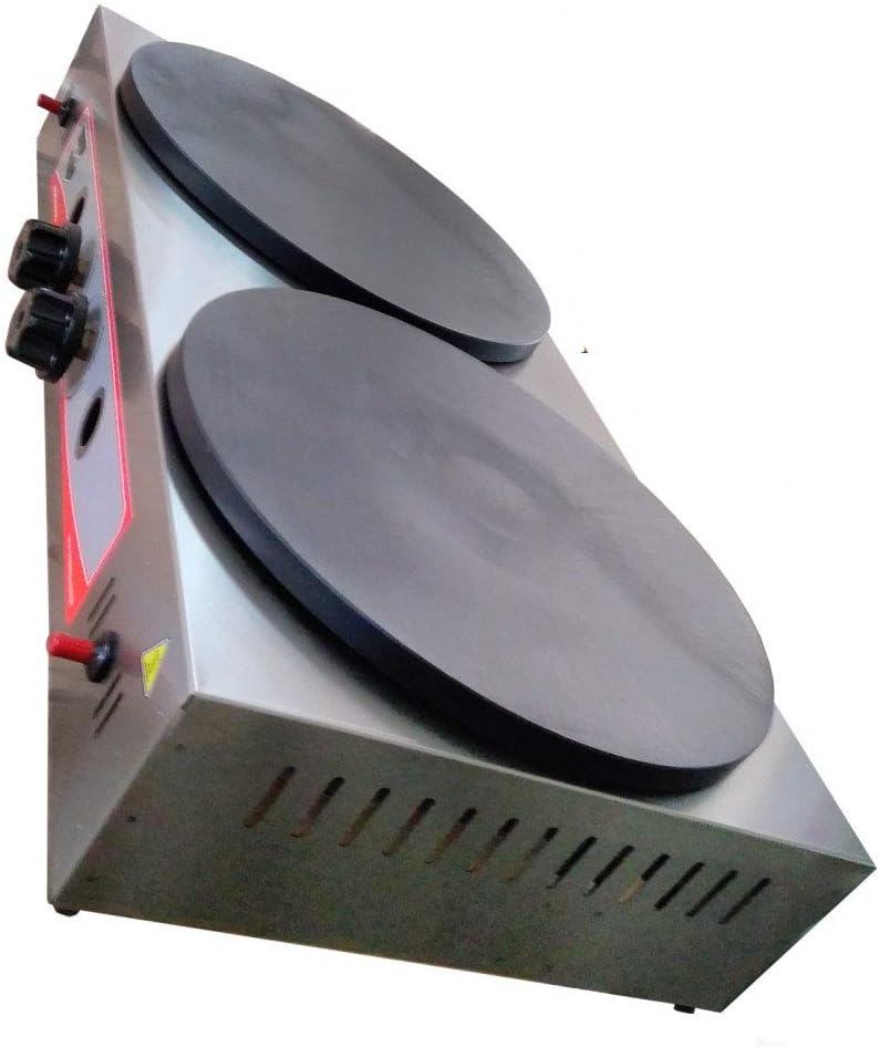 TurcoBazaar Double 40 cm 16" Commercial Double Pancake Maker Luxury Gas Crepe Machine Pan Griddle Machine Non-Stick Crepe Maker