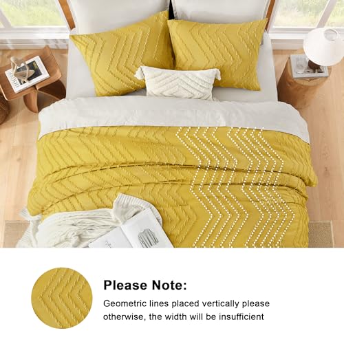 Image of Litanika Boho King Comforter Set, 3 Pcs Yellow Lightweight Bedding Set