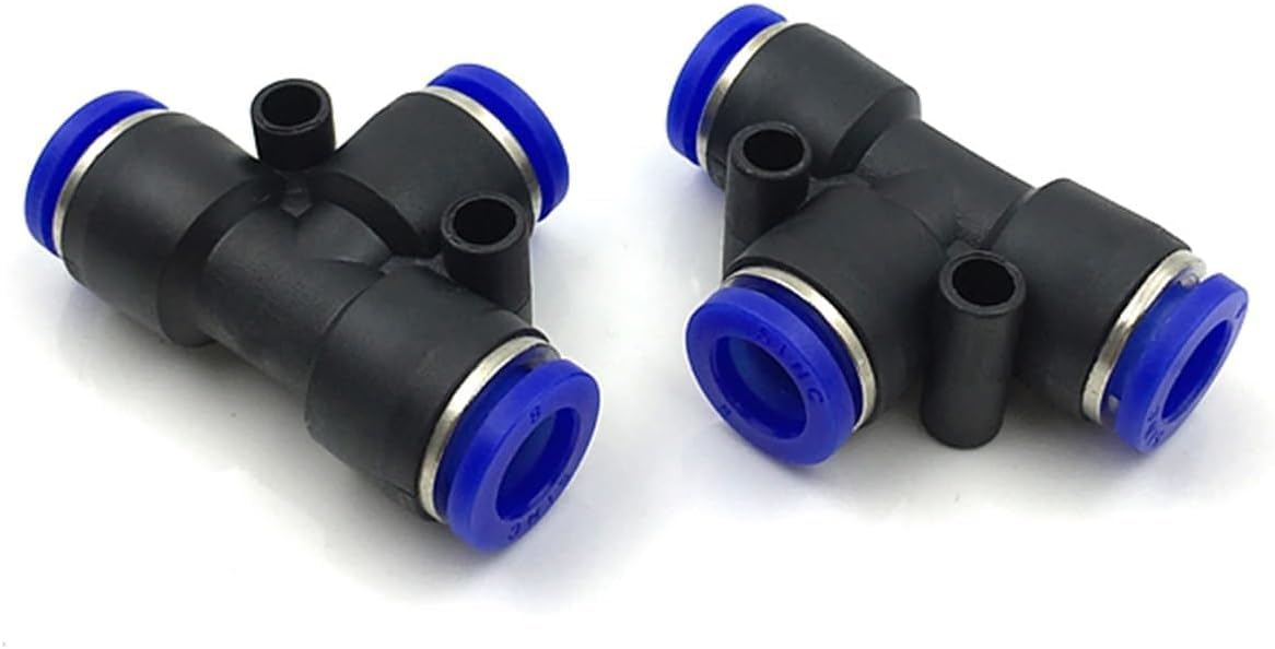 50 raccordi pneumatici in polietilene a 3 vie per tubi da 4 mm, 6 mm, 8 mm, 10 mm, raccordi a bloccaggio rapido per tubo dell'aria in plastica resistente