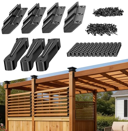 Louver Hardware Kit Deck Sunblind System Brackets 1 Set Black Stainless Steel Adjustable for Outdoor...