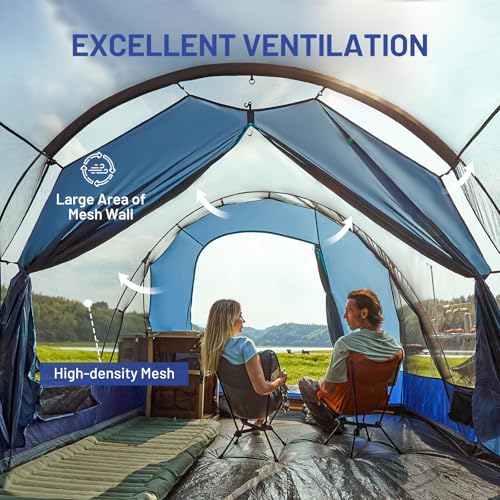 Carpa de Camping Timber Ridge para 8 personas tipo Cabin impermeable con porche grande y divisores de habitación miniatura 4