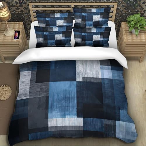 Parure de lit infroissable bleu pour lit king size 3d