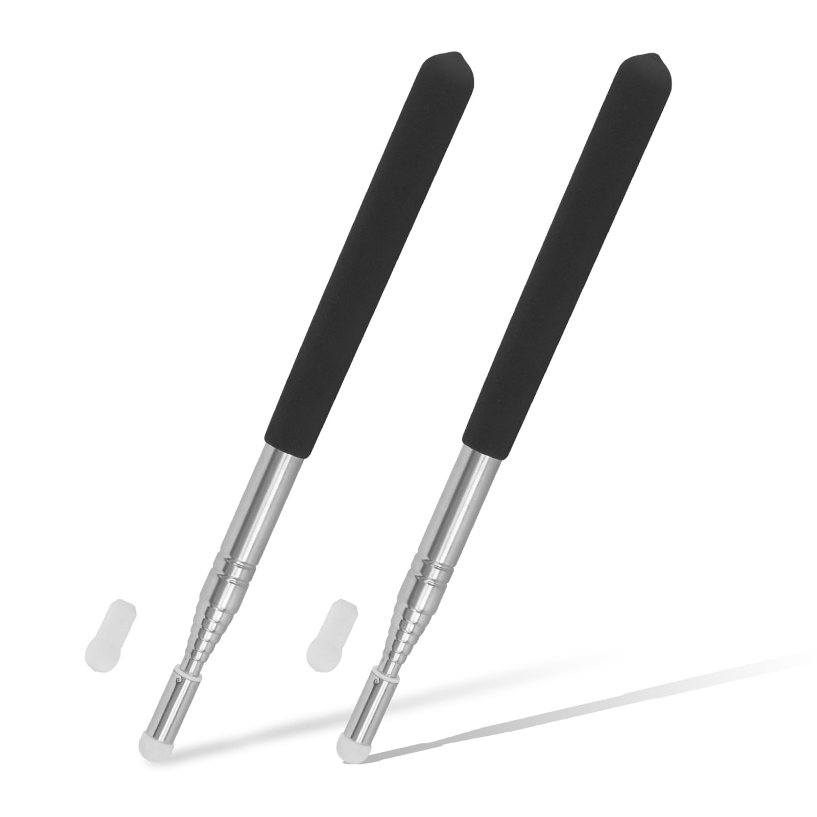 2Pcs Telescopic teacher pointer, 100cm adjustable length pointer stick silicone grip Presentation Pointers suitable for classroom demonstrations conference training and sand table present (black)
