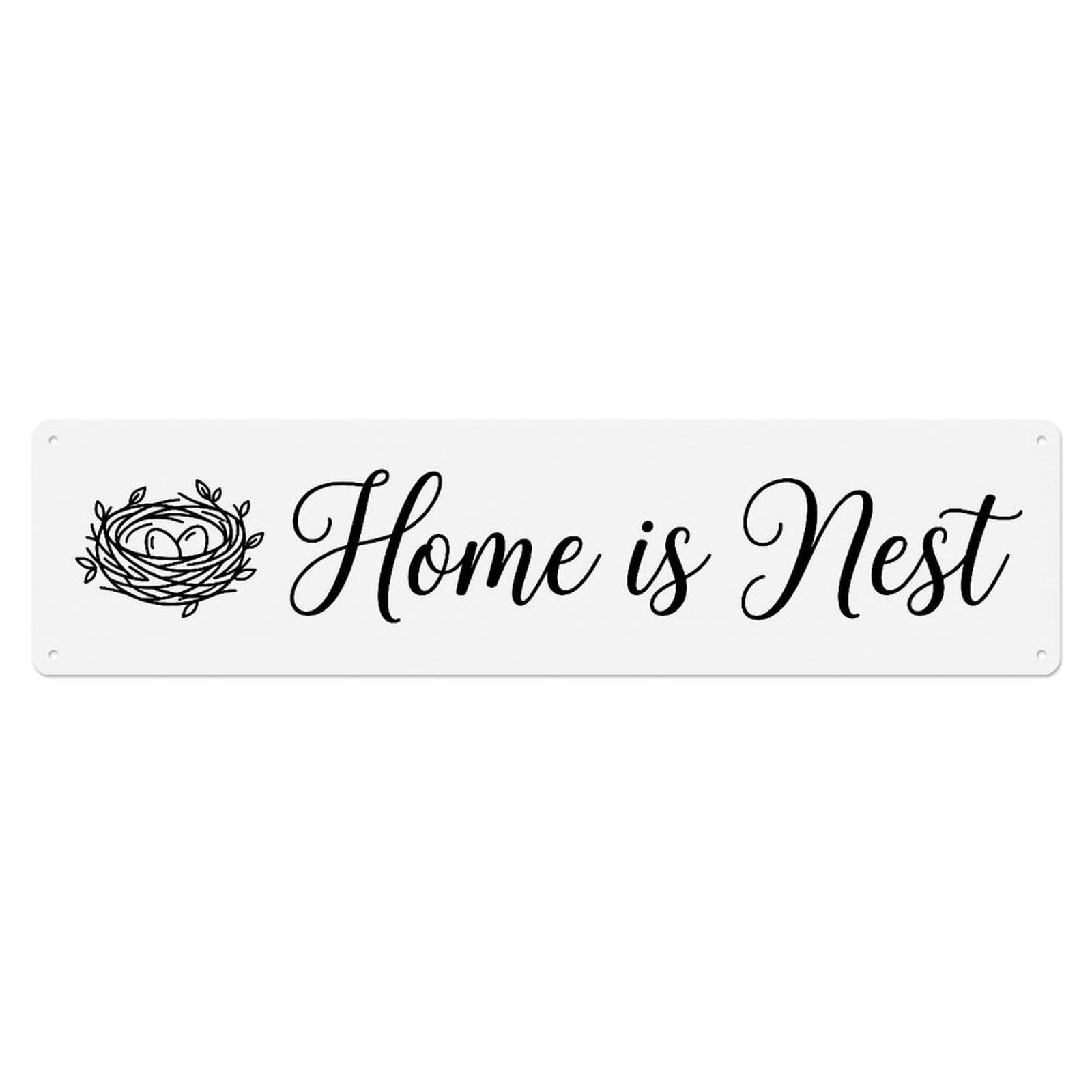 Home Is Nest Emotional Quote Metal Tin Skinny Sign Plaque Wall Decor for Cafe, Club Bar, Office, Home Garden Metal Poster 4x16Inch