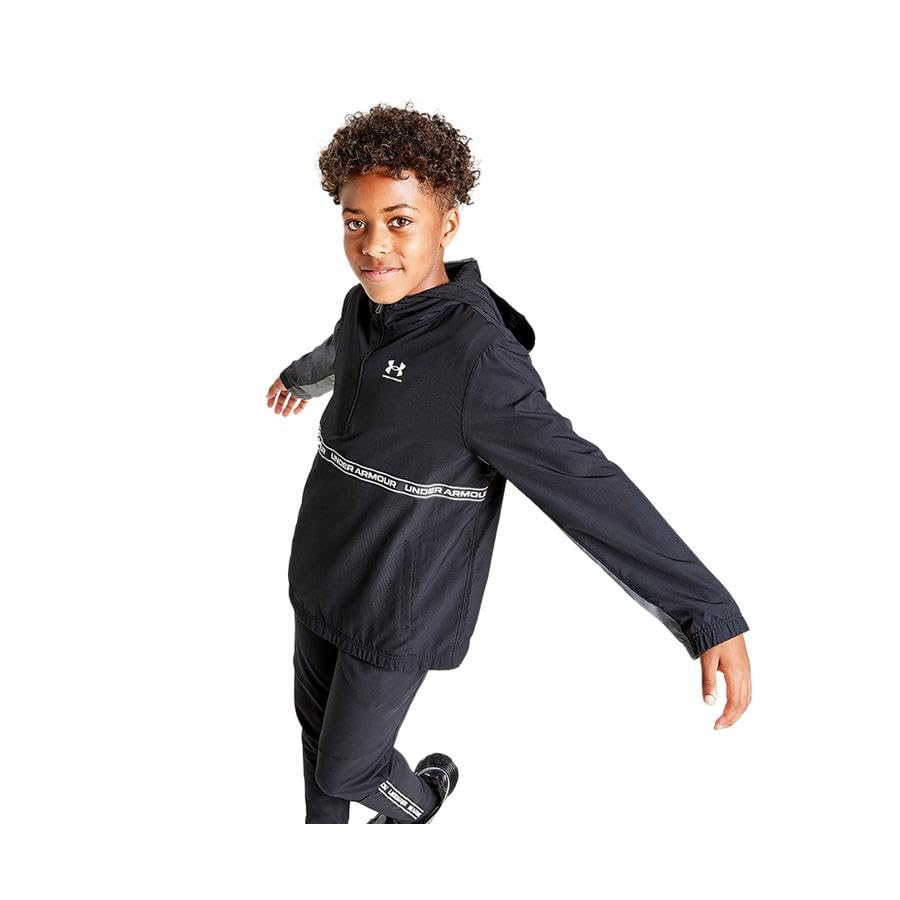 Chaqueta Under Armour negra impermeable con capucha para niños talla S 2