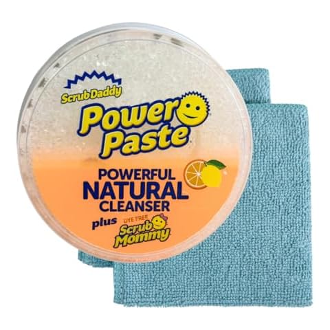 Power Paste Cleaning Bundle - Scrub Daddy Power Paste with Dye-Free Mommy and 2 Bonus Microfiber Cloths, Oven Cleaner, Includes CAPTIVAMKT Fridge Magnet! Cover