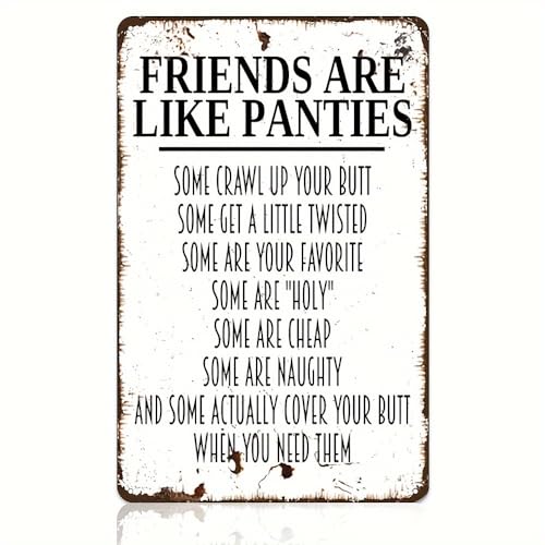 Funny Panties Quote Metal Sign 8x12 - 'Friends Are Like Panties' Humorous Bathroom Wall Art -...