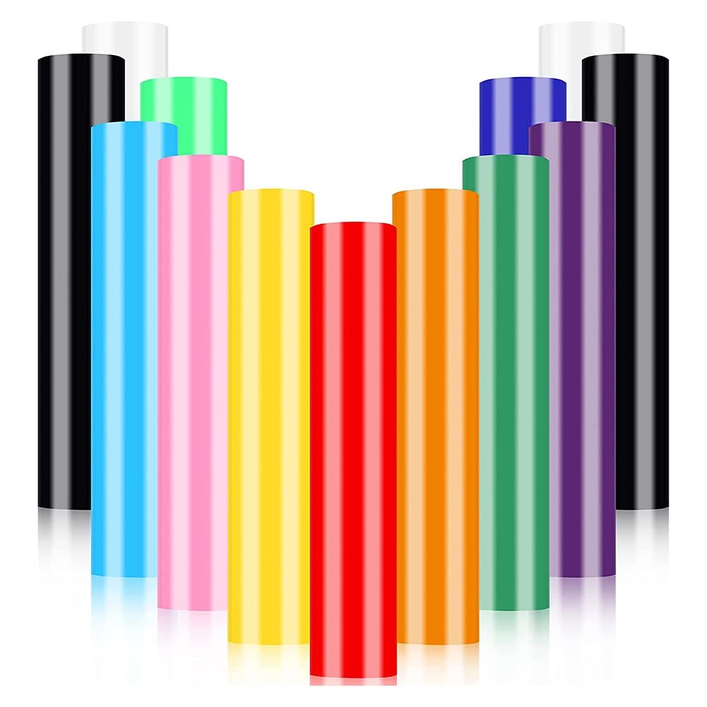 Heat Vinyl HTV 13 Pack 12X10 Inch Black White HTV Vinyl Colors Iron on Vinyl for