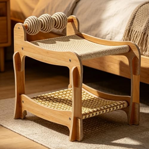 Cama elevada para gatos Ghjkldha con litera y rascador de madera 4