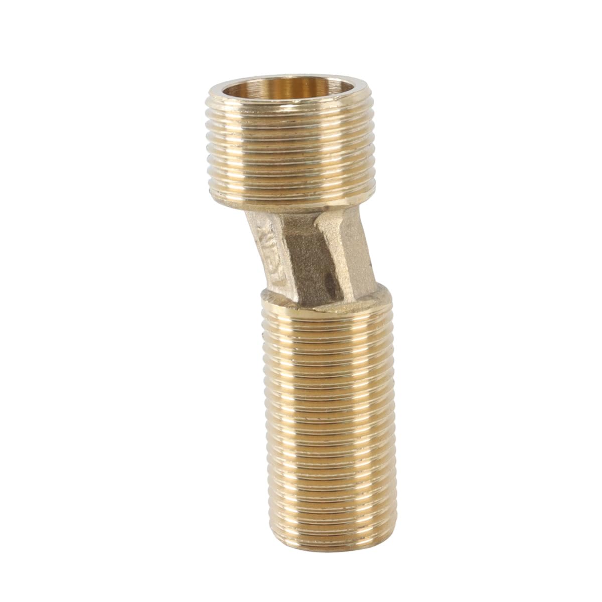 Adaptador de bañera con rosca macho G1/2 a G3/4, paquete de 2, latón, brazo oscilante excéntrico para grifo, montaje en pared (amarillo), 7 cm