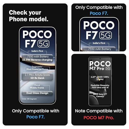 Image of ArmourPro Military Grade Gorilla Tempered Glass Compatible For Poco F7 (6.83 Inch) With Easy Installation Kit for Smartphone| Edge To Edge Coverage | Black, Pack of 2