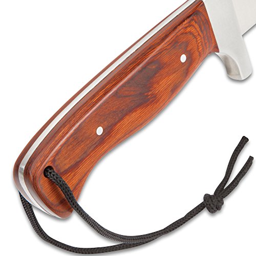 Timber Rattler Full-Tang Jungle Beast Machete And Shoulder Harness Sheath - Stainless Steel Blade, Wooden Handle Scales, Stainless Steel Guard, Lanyard Cord - Knife For Clearing Brush - Length 25" #TOP3