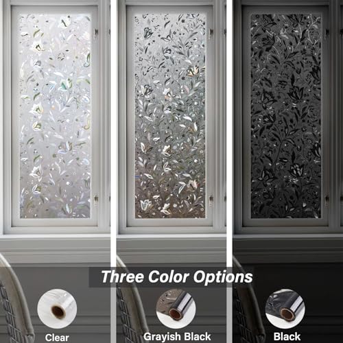 Image of LEMON CLOUD Window Film, Decorative Window Privacy Film, Window Film Privacy Static Cling Frosted, Anti-UV Sun Blocker Heat Control for Home(Grayish Black, 29.5 x 157.4 inches