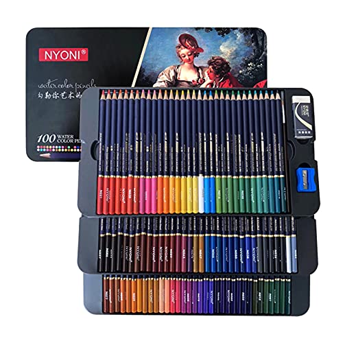 Fesjoy Color Pencil Set, NYONI Professional Watercolor Pencils Set 12/24/36/48/72/100 Colored Pencils Water Soluble Color Pencils with Brush and Metal Box Art Supplies Fesjoy Color Pencil Set, NYONI Professional Watercolor Pencils Set 12/24/36/48/72/100 Colored Pencils Water Soluble Color Pencils with Brush and Metal Box Art Supplies