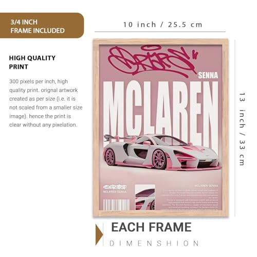 Image of kotart Big Sports Cars Framed Posters Gift Items for Boys Room Wall Decoration Bedroom Living Room Office Studio Decor | Car Poster Frame for Wall Decor Set Of 3 Size (10 X 13 inch)