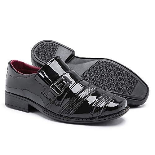 Sapato Social Infantil + Cinto em Couro Confortável (Preto, br_footwear_size_system, big_kid, numeri