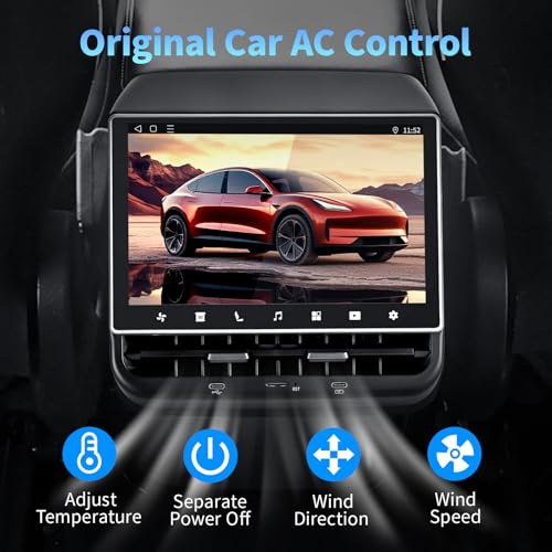 Image of 8.66 inch Rear Screen for Tesla Model Y & Model 3 | 2019-2024 | Android 13, 4GB+64GB, Supports Wireless CarPlay & Android Auto, HD Video, AC & Seat Heating Control