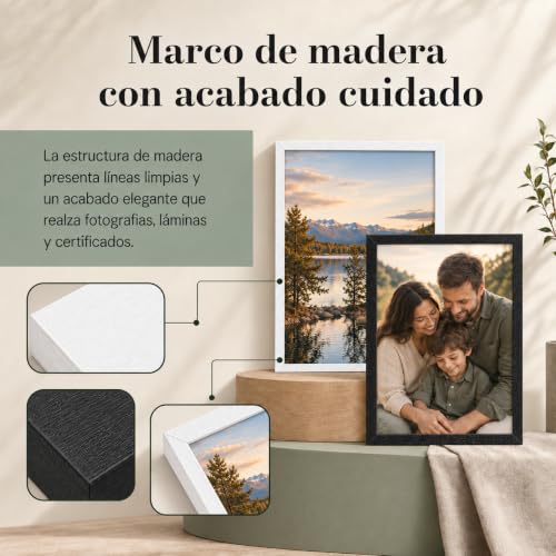 Miniatura 3 de Etrexonline Marco De Fotos Elegante, 15 X 20 Cm, Blanco, Fabricado En Madera Con Panel De Cristal, Perfecta Para Resaltar Tus Recuerdos Y Añadir Un Toque De Estilo A Tu Decoración Del Hogar