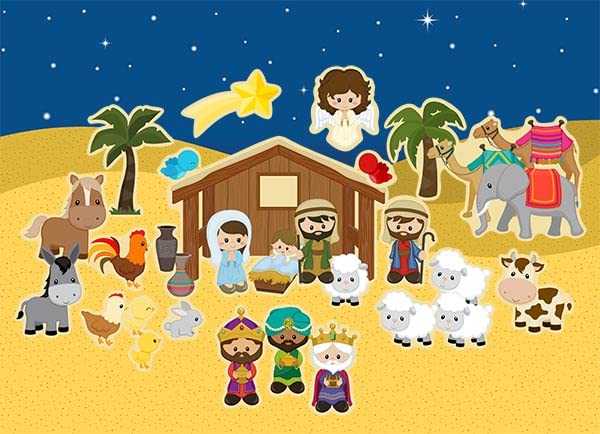 Story Time Felts Nativity Felt Board Figures Set Birth of Baby Jesus Christ Flannel Board 29 Pieces Bible (Figures & Background)