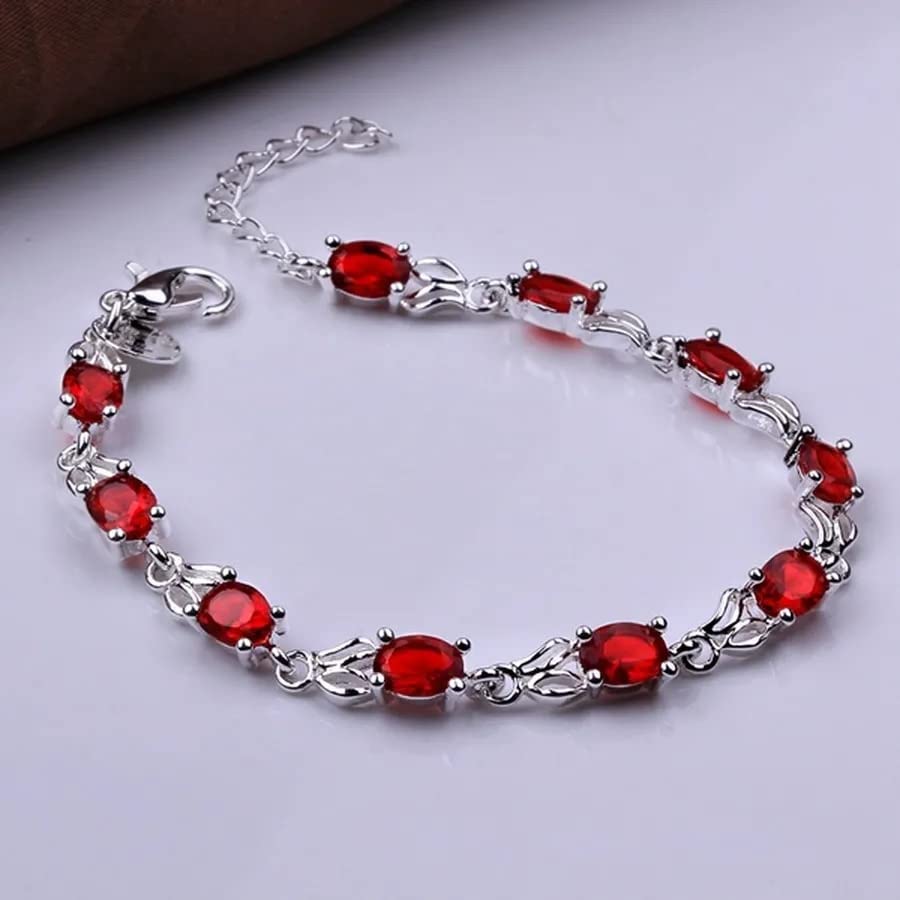 Bracelet cristal rouge femme argent 925 bijoux de mariage chic