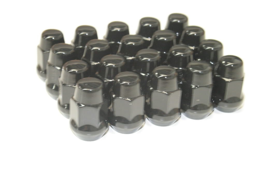 T6 PREMIUM BLACK BULGE ACORN WHEEL LUG NUTS 12X1.25 SET OF